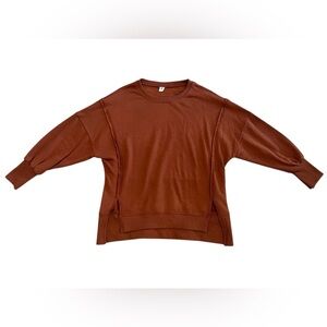 Womens Rust Oversized Sweatshirts Crew Neck